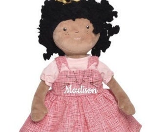 African American Doll, Personalized Dolls, Rag Doll, Custom Rag Doll, Baby Shower Gift, First Baby Doll, Plush Doll, One Year Old Girl Gift