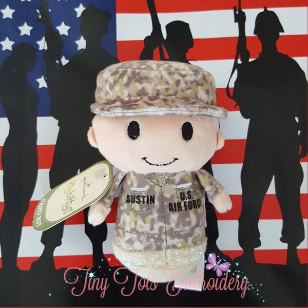 Personalized Doll, Military itty bitty, Itty bitty soldier, US Air Force, Army, Navy, Marines Camo Customized Plush Soldier