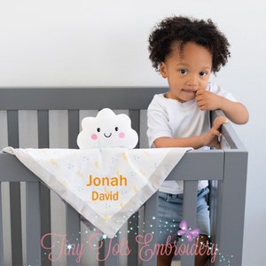 Personalized Lovey, Cloud Lovey, Animal Blanket, Personalized Blanket, Lovey, Security Blanket, Personalized Baby Gift, Newborn Gift