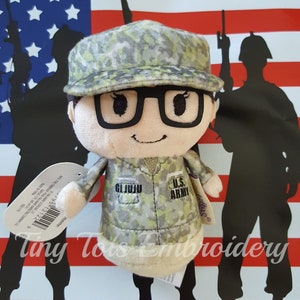 Itty Bitty Soldier with glasses, FEMALE Itty Bitty with Glasses, Camo Itty Bitty Air Force, Army, Navy, Marines, Military Itty Bitty