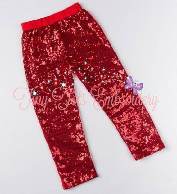 Girls Red Sequin Leggings for Christmas Sparkle Leggings Red Leggings Girls  Leggings Baby Leggings Toddler Leggings Red Pants 