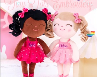 Poupée ballerine, poupée afro-américaine, poupée ballerine personnalisée, poupée de chiffon personnalisée, cadeau de baby shower, première poupée de bébé, poupée en peluche