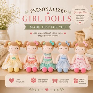 Personalized Baby Doll Custom Name Gift Perfect Baby Shower Present Girl First Birthday Soft Plush Stuffed Animal Toddler Cuddle Buddy Newborn Nursery Keepsake 16 Inch Premium Quality Fabric Infant Comfort Toy Beautiful Memory Maker