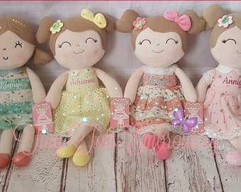 Personalized Dolls, Rag Doll, Custom Rag Doll, Doll With Name, First Baby Doll, Plush Doll Baby Girl, Personalized Dolls for Baby Girls