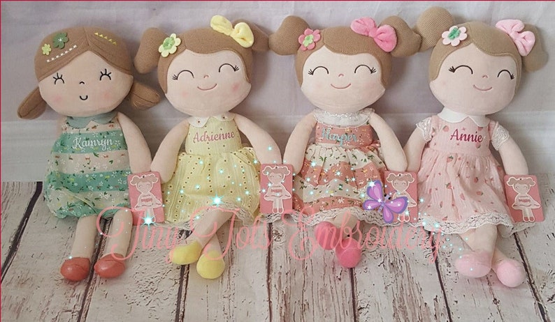 Personalized Dolls, Rag Doll, Custom Rag Doll, Doll With Name, First Baby Doll, Plush Doll Baby Girl, Personalized Dolls for Baby Girls image 1