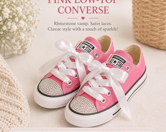 Chaussures Converse pour bébé, strass, anniversaire, baskets scintillantes pour fille, ornées de cristaux, ensemble de chaussures pour tout-petit, personnalisées à sequins pour bébé