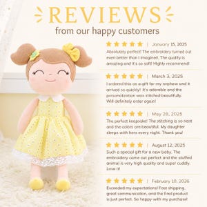 Personalized Baby Doll Custom Baby Shower Gift First Baby Girl Nursery Soft Cloth Doll Embroidered Name Handmade Fabric Rag Infant Keepsake image 11