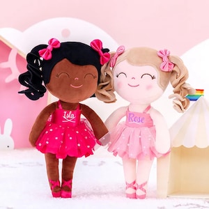 Personalized Ballerina Doll, African American Doll, Baby Girl Birthday Gift, Baby Shower Gift, First Baby Doll, Plush Doll