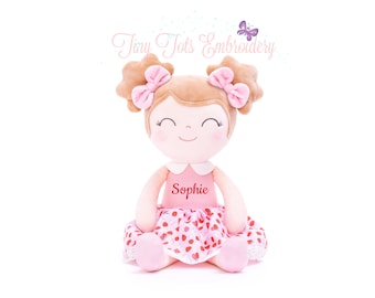 Babys erste Puppe, personalisierte Puppen, Stoffpuppe, benutzerdefinierte Stoffpuppe, Baby-Erdbeerpuppe, erste Babypuppe, Plüschpuppe für Baby-Mädchen
