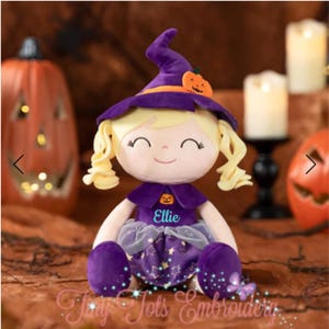 Personalized Dolls, Witch Doll, Halloween Plush Doll, Fall Doll, First Baby Doll, Plush Doll, Personalized Dolls for Baby Girls