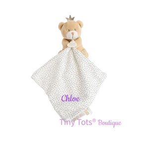 Personalisierte Bär Lovey: Gestickte Baby Schmusedecke
