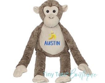 Personalized Monkey Plush: Embroidered Name Stuffed Animal Keepsake