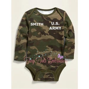 Personalized Camo Baby Bodysuit: Military Family Gift