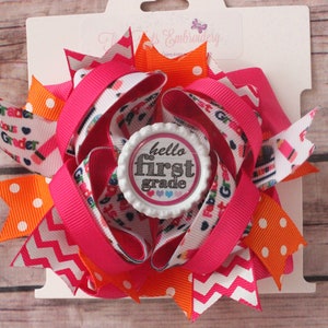 First Day of School Hair Bows, Back to School Hair Bows, Pre-school Hair Bow, Kindergarten Bow, 1st Grade, 2nd Grade, 3rd Grade, 4th Grade