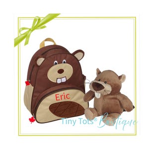 Custom Preschool Bag - Personalized Animal Backpack with Matching Plush Stuffed Animal ~ Pre-school Backpack ~ Toddler Backpack