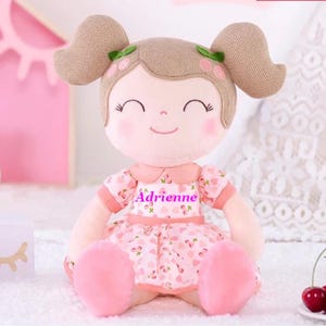 Personalized Cherry Plush Doll for Girls - Soft Stuffed Doll for Kids - Custom Name Keepsake - Baby Shower Gift - One Year Old Girl Gift
