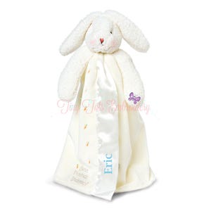 Personalized Bunny Security Blanket Baby Shower Gift Newborn Infant Comfort Item Buddy Blanket Plush Toy Snuggle Lovey Embroidered Custom