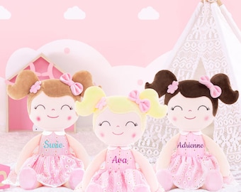 Personalized Baby Doll Custom Rag Toy Infant Shower Gift First Plush Newborn Keepsake Handmade Cloth Companion Soft Girl Present Monogram