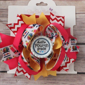 Back to School Hair Bows ~  First Day of School Hair Bows, Pre-school Hair Bow, Kindergarten Bow, 1st Grade, 2nd Grade, 3rd Grade, 4th Grade