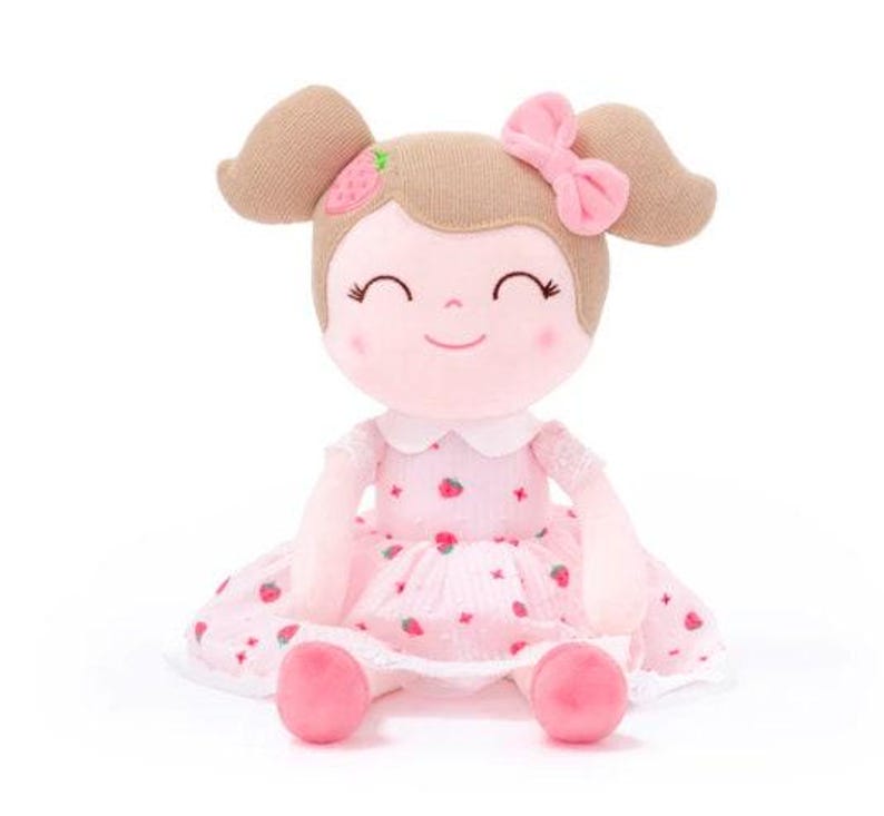 Baby Girl Nursery Doll Personalized Custom Embroidered Name Handmade Soft Cloth Rag Doll First Baby Gift Baby Shower Present Perfect Infant Keepsake Companion Newborn Plush Toy Safe CPSC Approved Materials Premium Washable Construction
