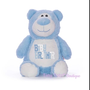 Personalized Bear Stuffed Animal – Big Brother, Little Brother and Baby Brother Bear Set - Custom Plush Gift for Siblings