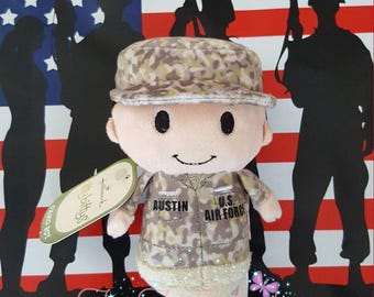 Personalisierte Militär Geschenk Armee Itty Bitty Soldat Kuscheltier Camo Plüschtier Baby Einsatz Komfort Luftwaffe Marinepuppe Service