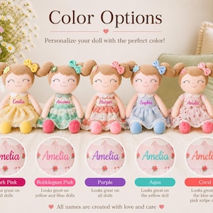 Personalized Baby Doll Custom Baby Shower Gift First Baby Girl Nursery Soft Cloth Doll Embroidered Name Handmade Fabric Rag Infant Keepsake image 7