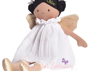 Organic Fairy Toy Personalized Doll Custom Rag Plushie Handmade Shower Present Baby Girl Newborn Gift African American Black Cloth Keepsake