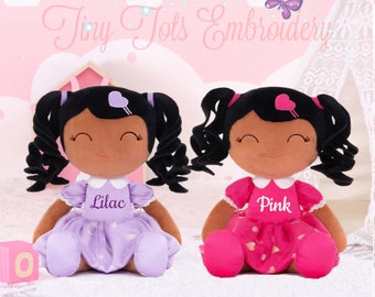 Personalized Dolls, African American Doll, Rag Doll, Custom Rag Doll, Baby Shower Gift, First Baby Doll, Plush Doll Personalized Dolls Girls