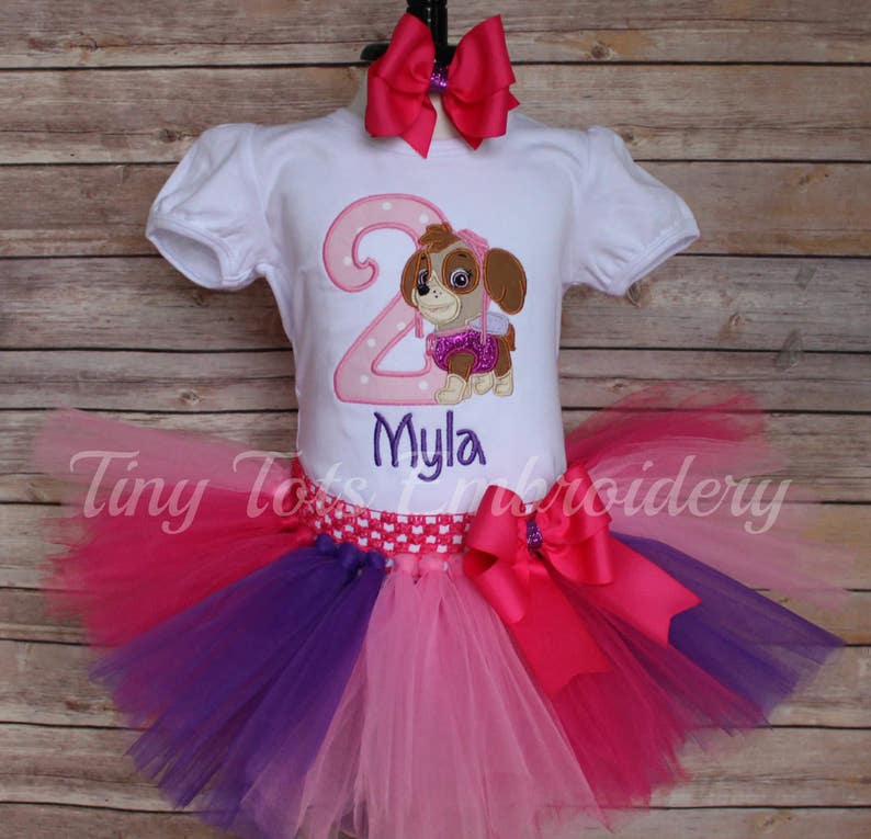 Paw Patrol Birthday Tutu Outfit ~ Paw Patrol Skye Outfit ~ Includes Top Tutu /& Hair Bow ~ Customize In Any Character!