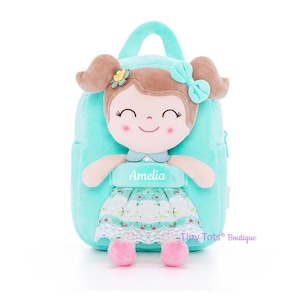Personalisierter Kindergartenrucksack für Kleinkinder mit Plüschpuppe - Perfekte Reisetasche für Kinder - Leichter und kinderfreundlicher Rucksack