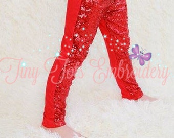 Girls Red Sequin Leggings for Christmas ~ Sparkle Leggings ~ Red Leggings ~ Girls Leggings ~ Baby Leggings ~ Toddler Leggings ~ Red Pants