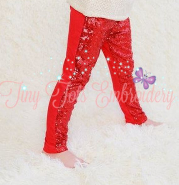 Girls Red Sequin Leggings for Christmas ~ Sparkle Leggings ~ Red Leggings ~  Girls Leggings ~ Baby Leggings ~ Toddler Leggings ~ Red Pants