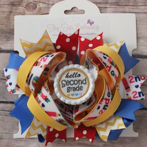 2nd Grade Hair Bow, First Day of School Hair Bow, Back to School Hair Bow, Pre-K Hair Bow, Kindergarten Bow, 1st Grade, 2nd Grade, 4th Grade