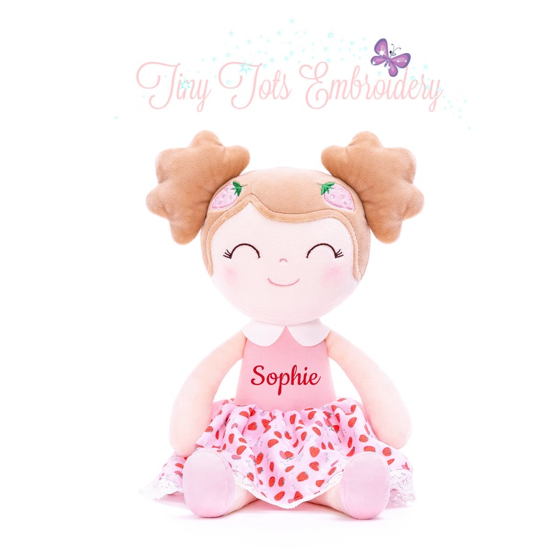Strawberry Girl Plush Doll – Soft and Adorable Toy for Baby Girls In Yellow Color
