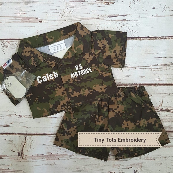 Build a Bear Green Camo Uniform Personalized US Air Force, Army, Navy Marines Military Uniform Customized Military The Bear is NOT included