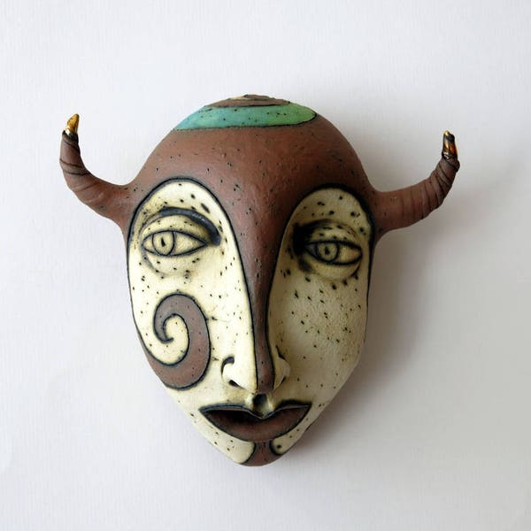 mask - ceramic mask - wall decor - sculpture - art - ceramic art - face - ceramic