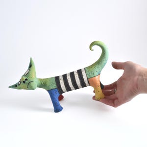 Ceramic Colorful Cat Sculpture - Ceramic Figurine Animals