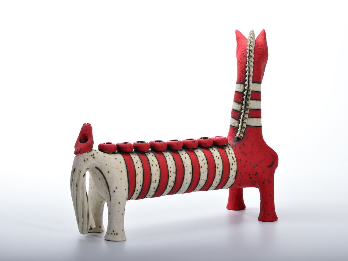 Original Horse Ceramic Sculpture Menorah Hanukkah From Israel Etsy