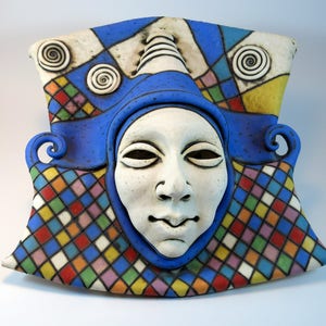 mask - ceramic mask - wall decor - sculpture - art - ceramic art - face - ceramic