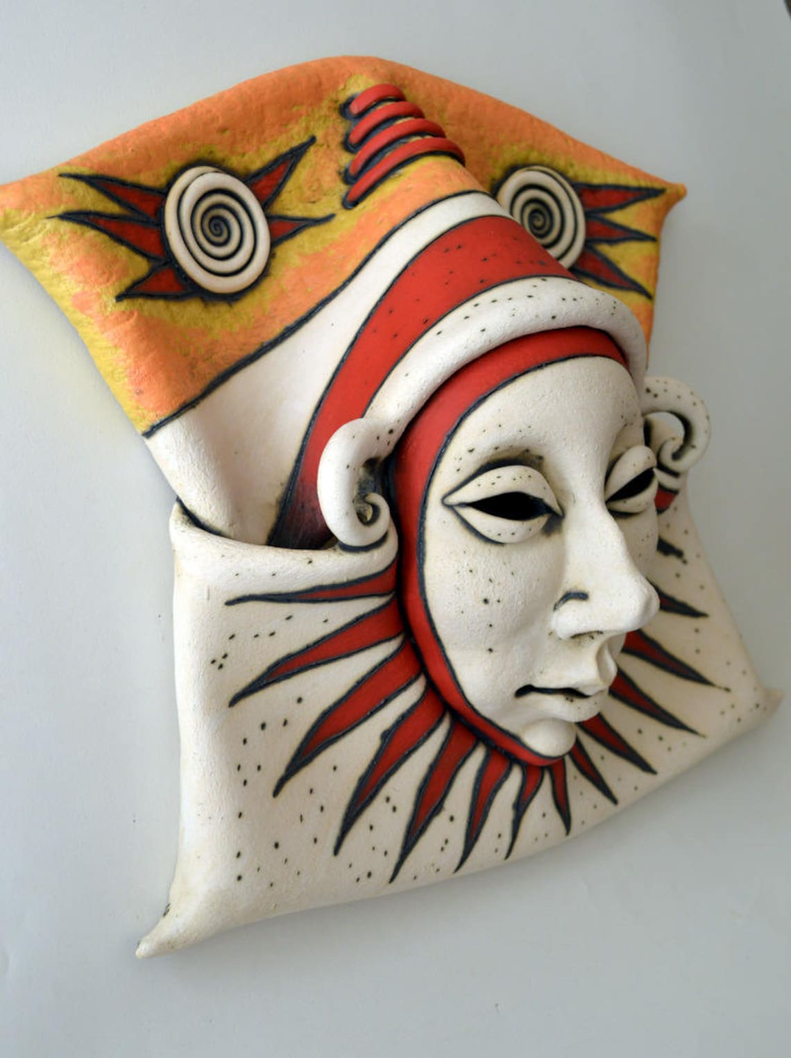 Mask Ceramic Mask Wall Decor Sculpture Art Ceramic Etsy Israel