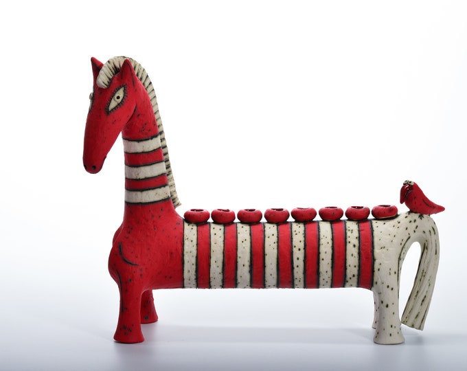 Original Horse Ceramic Sculpture Menorah Hanukkah From Israel Etsy