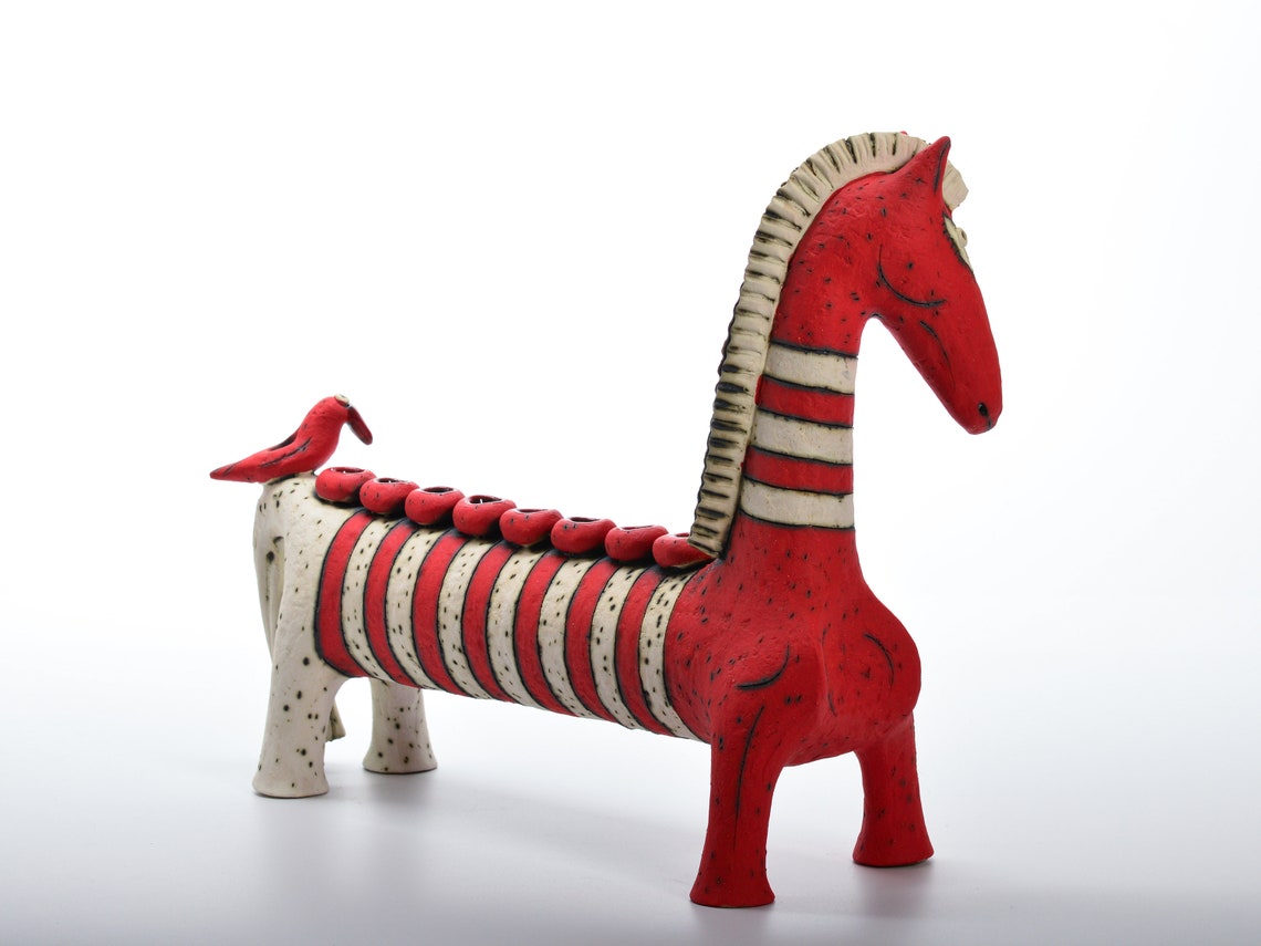 Original Horse Ceramic Sculpture Menorah Hanukkah From Israel Etsy