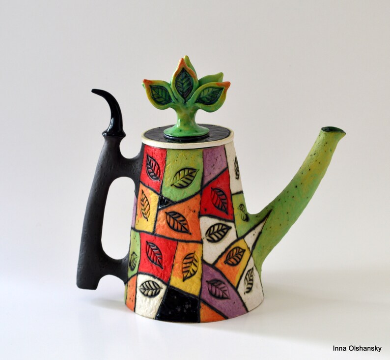 Teapot ceramic teapot decorative teapot green teapot Etsy
