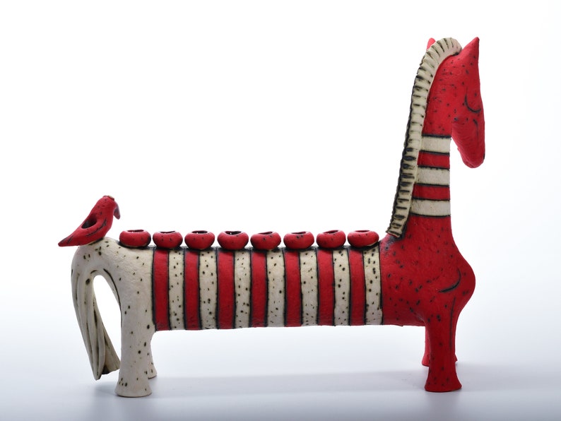 Original Horse Ceramic Sculpture Menorah Hanukkah From Israel Etsy