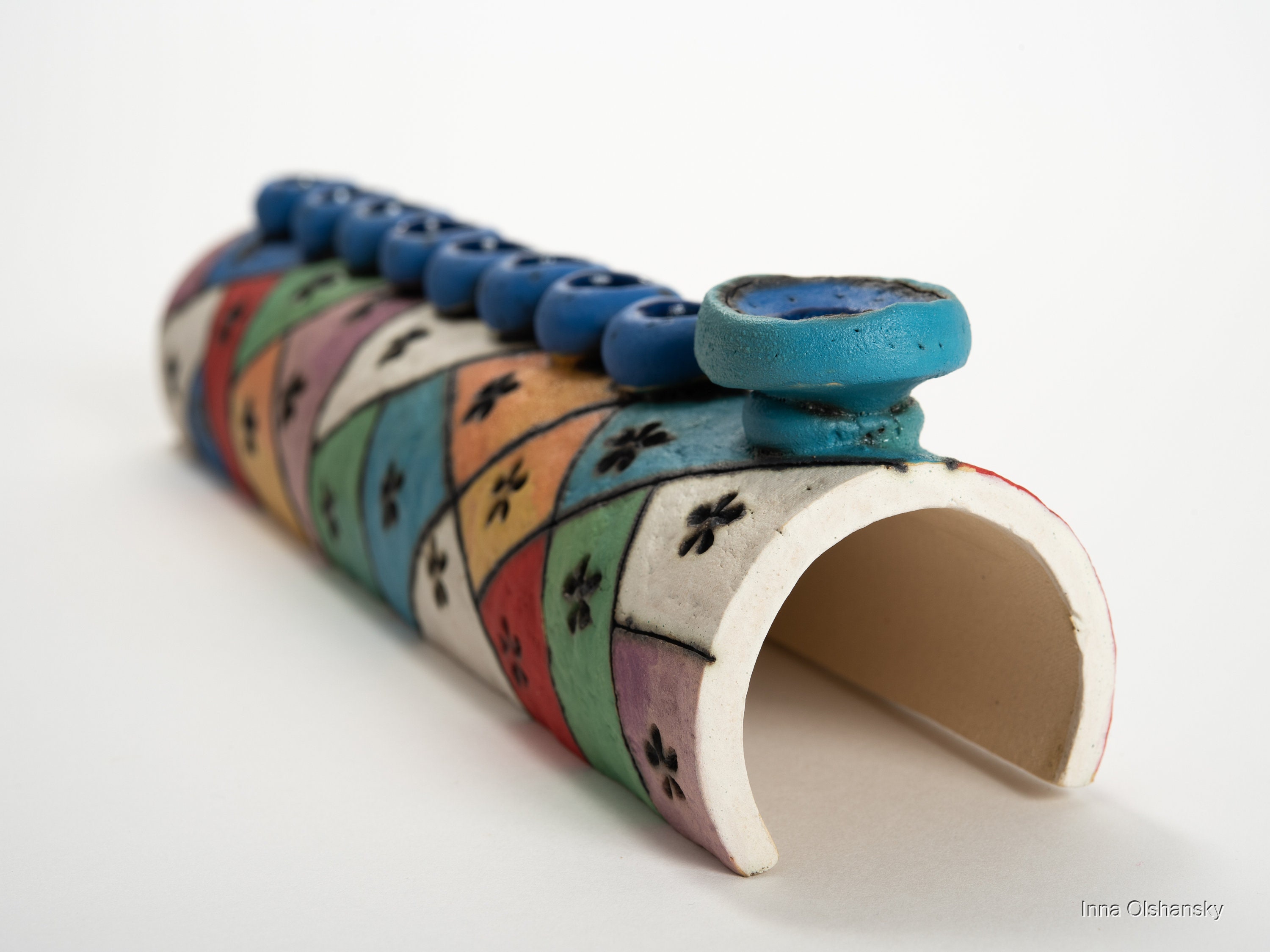 Ceramic Colorful Handmade Menorah Hanukkah - Etsy