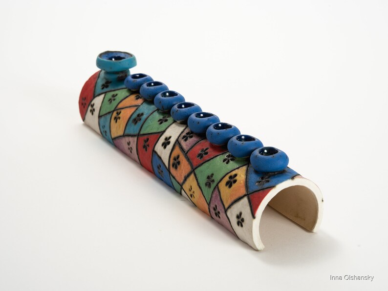 Ceramic Colorful Handmade Menorah Hanukkah - Etsy