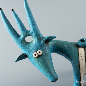 Menorah for Hanukkah ceramic sculpture goat menorah clay figurine handmade image 6