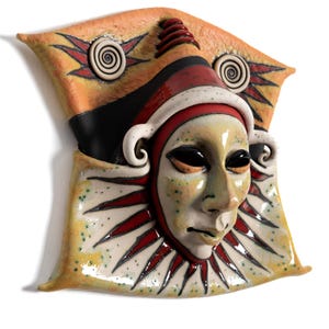 mask - ceramic mask - wall decor - sculpture - art - ceramic art - face - ceramic