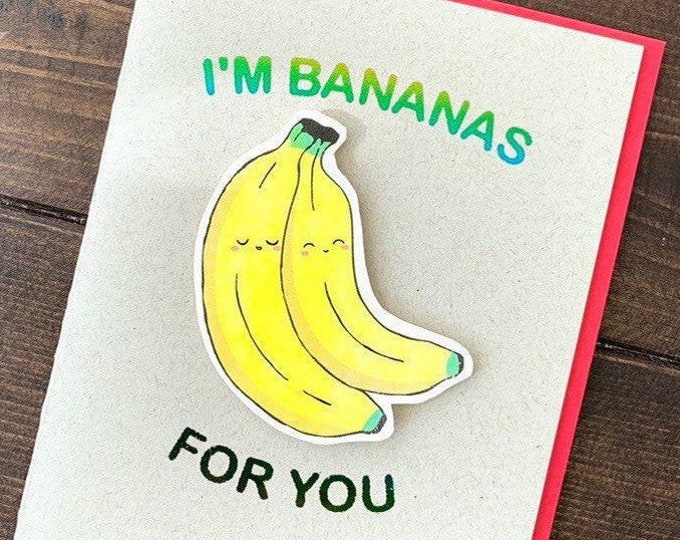 Banana Anniversary Valentines Card Bananas Valentine Love Etsy